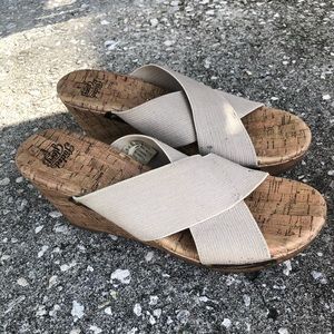 Tan wedge sandals